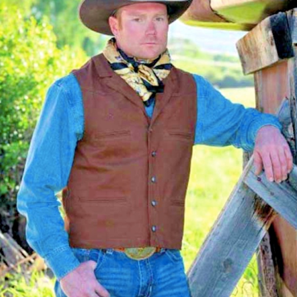WYOMING TRADERS MENS BLACK BRONCO CANVAS VEST - Picture 3 of 8